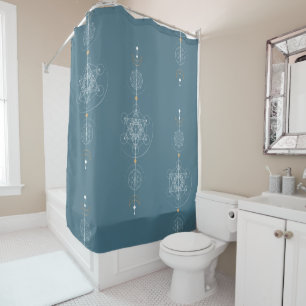 Sacred geometry moon metatron shower curtain