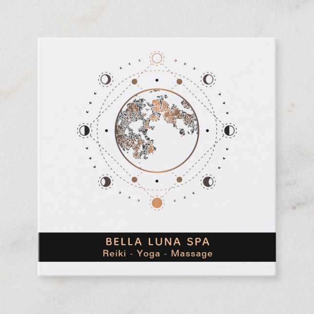 *~* Sacred Geometry Moon Phases Universe Shaman Square Business Card (Front)
