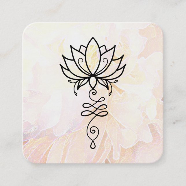 *~* Sacred Geometry Nirvana Floral Peony Yoga  Square Business Card (Front)