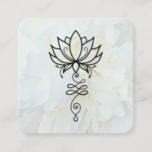 *~* Sacred Geometry Nirvana Reiki Floral Peony Square Business Card