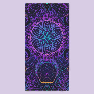 Sacred Geometry seamless pattern. Hindu symbols of Bath Towel