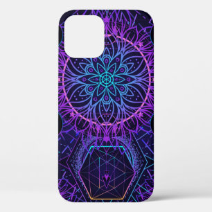 Sacred Geometry seamless pattern. Hindu symbols of iPhone 12 Case