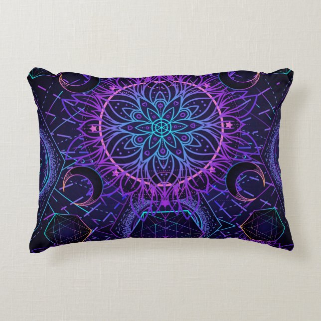 Sacred Geometry seamless pattern. Hindu symbols of Decorative Cushion (Front)