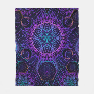 Sacred Geometry seamless pattern. Hindu symbols of Fleece Blanket