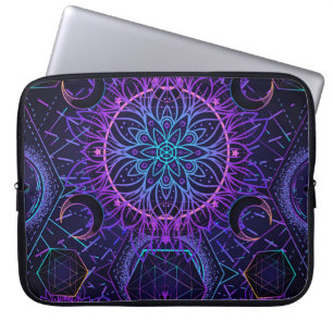 Sacred Geometry seamless pattern. Hindu symbols of Laptop Sleeve