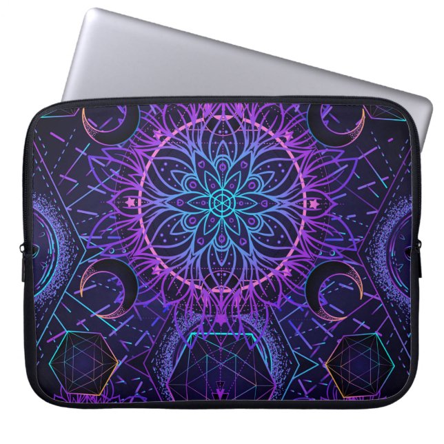 Sacred Geometry seamless pattern. Hindu symbols of Laptop Sleeve (Front)