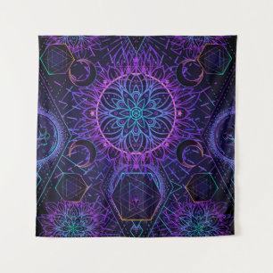 Sacred Geometry seamless pattern. Hindu symbols of Tapestry