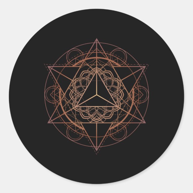 Sacred Geometry Star Tetrahedron Merkaba Classic Round Sticker (Front)