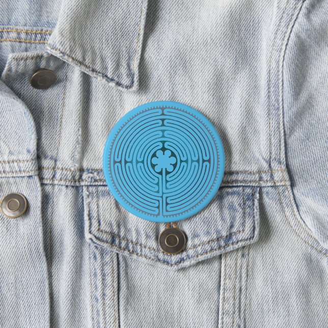 Sacred Geometry Symbol - Chartres Labyrinth 1 7.5 Cm Round Badge (In Situ)