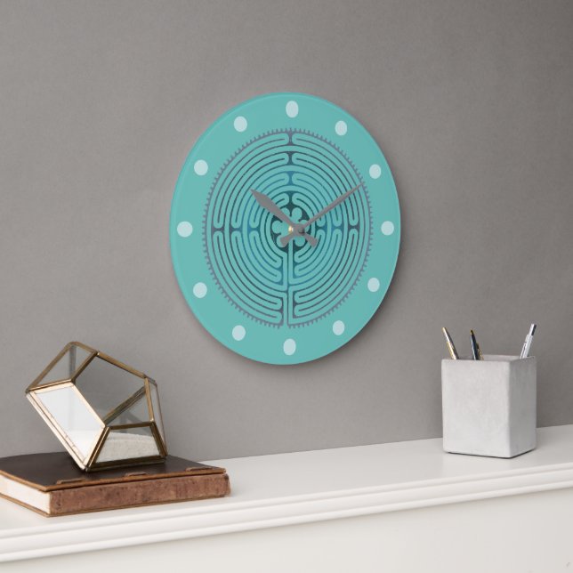 Sacred Geometry Symbol - Chartres Labyrinth 1 Large Clock (Office)