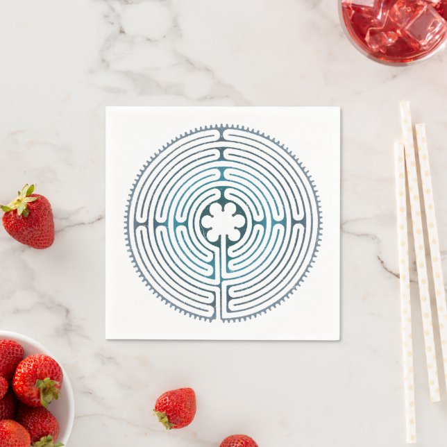 Sacred Geometry Symbol - Chartres Labyrinth 1 Napkin (Insitu)
