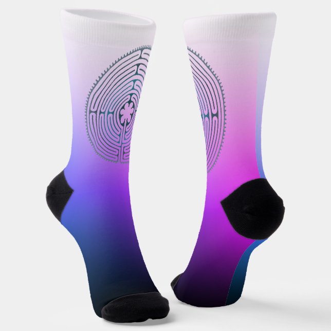 Sacred Geometry Symbol - Chartres Labyrinth 1 Socks (Angled)