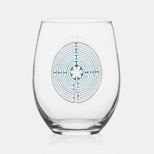 Sacred Geometry Symbol - Chartres Labyrinth 1 Stemless Wine Glass
