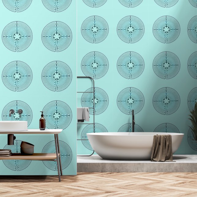 Sacred Geometry Symbol - Chartres Labyrinth 1 Wallpaper (Bathroom)