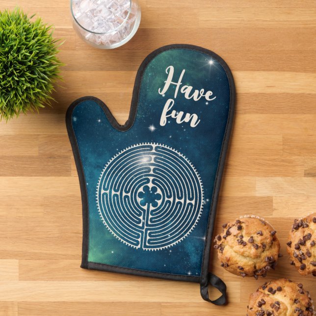 Sacred Geometry Symbol - Chartres Labyrinth 2 Oven Mitt (Top down)
