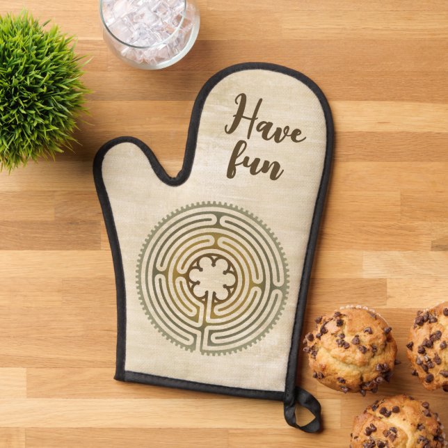 Sacred Geometry Symbol - Chartres Labyrinth 4 Oven Mitt (Top down)