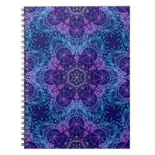 Sacred Geometry Symbols in Mandala seamless patter Notebook