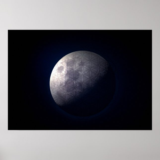 Sacred geometry - The Flower of Life in a moon Poster (Front)