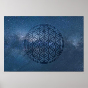 Sacred geometry - The Flower of Life in cosmos Poster