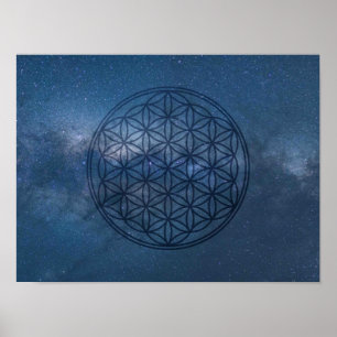 Sacred geometry - The Flower of Life in cosmos Poster
