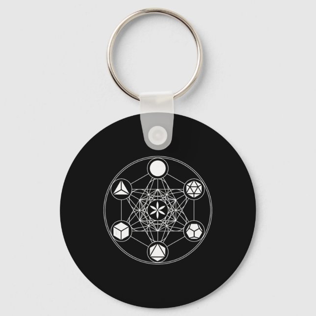Sacred Geometry Yoga Metatrons Cube Platonic Solid Key Ring (Front)