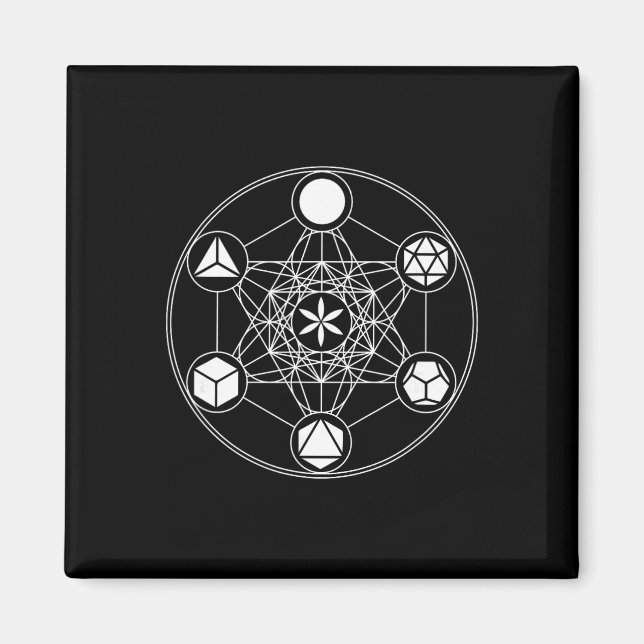 Sacred Geometry Yoga Metatrons Cube Platonic Solid Magnet (Front)
