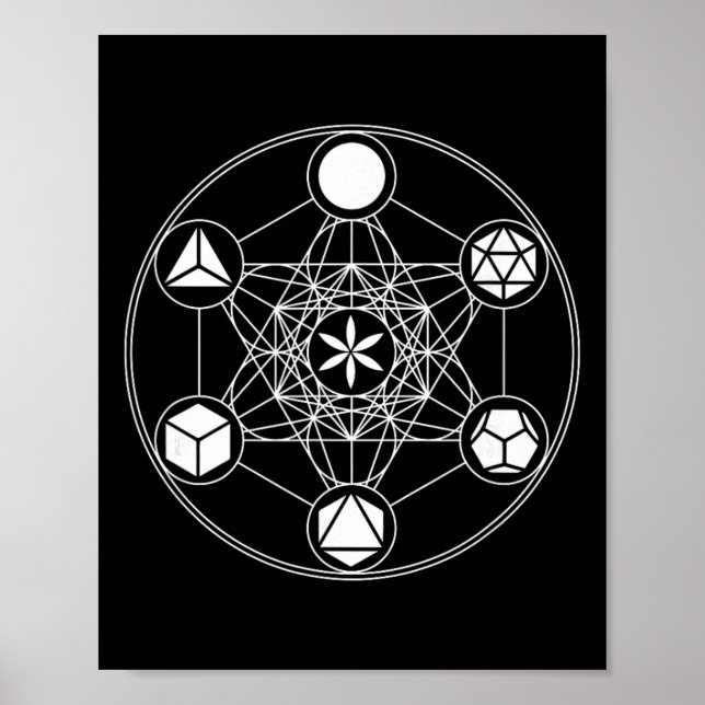 Sacred Geometry Yoga Metatrons Cube Platonic Solid Poster (Front)