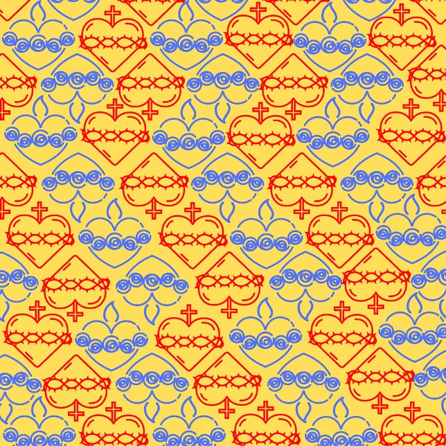 Sacred Heart and Immaculate Heart Fleece Blanket (A pattern with Sacred Heart of Jesus and Immaculate Heart of Mary using primary colours)