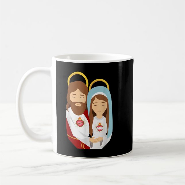 Sacred Heart and Immaculate Heart Picture Jesus an Coffee Mug (Left)