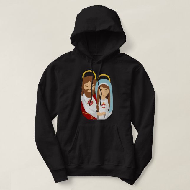 Sacred Heart and Immaculate Heart Picture Jesus an Hoodie (Design Front)