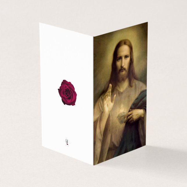 Sacred Heart Catholic Condolence Thank You Cards (Outside)