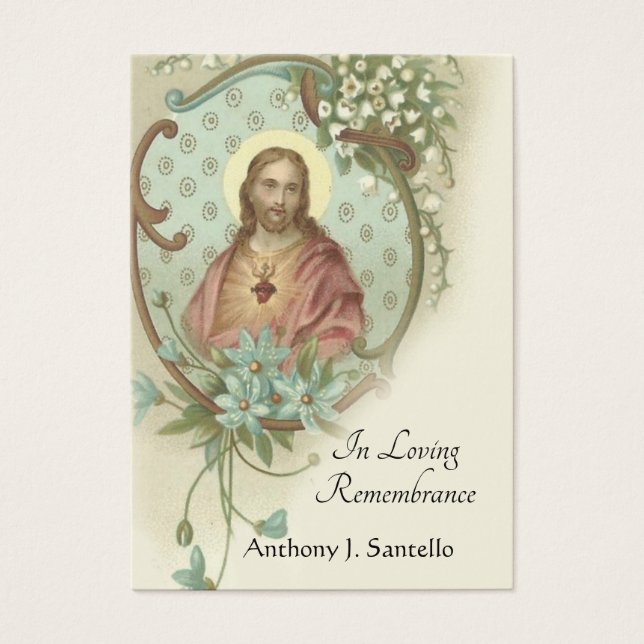 Sacred Heart Catholic Funeral Memorial Holy Card - (Front)