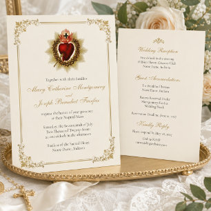 Sacred Heart Catholic Wedding  Invitation