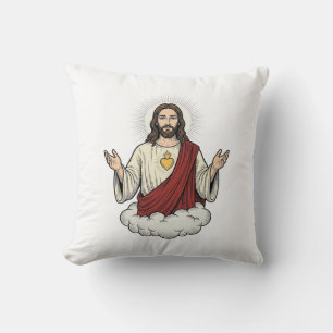 Sacred Heart Devotional Vintage Engraving Design_1 Cushion
