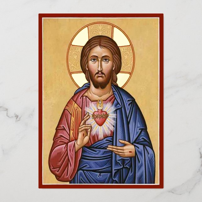 Sacred Heart Foil Holiday Card (Front)