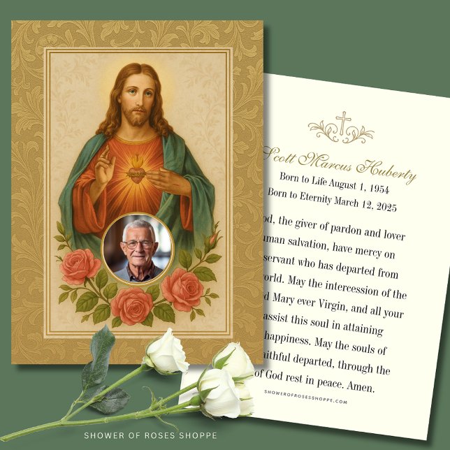 Sacred Heart Funeral Memorial with Photo & Prayer (Creator Uploaded)