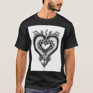 Sacred Heart Gothic Tattoo Illustration Vintage T-Shirt