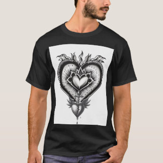 Sacred Heart Gothic Tattoo Illustration | Vintage T-Shirt