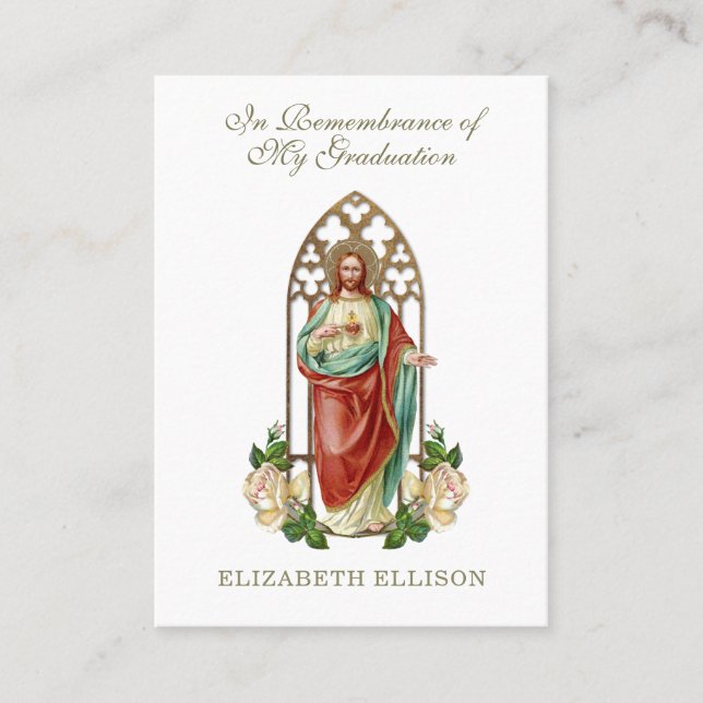 Sacred Heart Graduation Remembrance Prayer Business Card (Front)