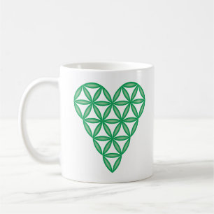 Sacred Heart - Heart of life, 3D/Green. Coffee Mug