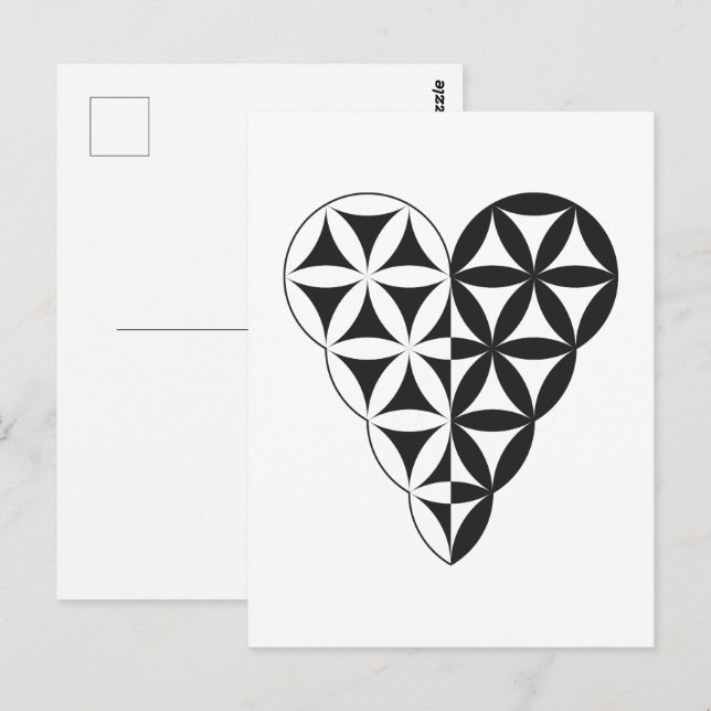 Sacred Heart - Heart of life, Dual-Wh/Bl.  Postcard (Front/Back)