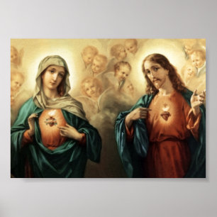 Sacred Heart & Immaculate Heart Home Blessing Poster