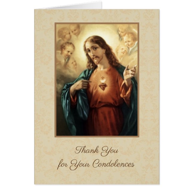 Sacred Heart Jesus Catholic Condolence Thank You (Front)