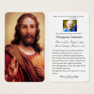 Sacred Heart Jesus Catholic Funeral Holy Card -