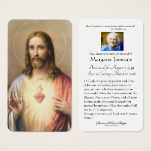 Sacred Heart Jesus Catholic Funeral Holy Card -