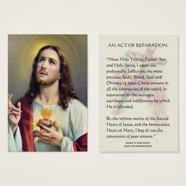 Sacred Heart Jesus Catholic Reparation Prayer (Front & Back)