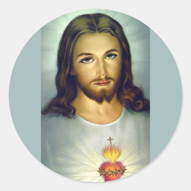 Sacred Heart Jesus Christ Stationary Envelope Classic Round Sticker (Front)