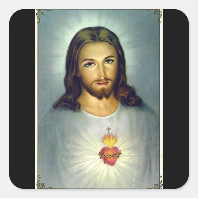 Sacred Heart Jesus Christ Stationary Envelope Square Sticker (Front)