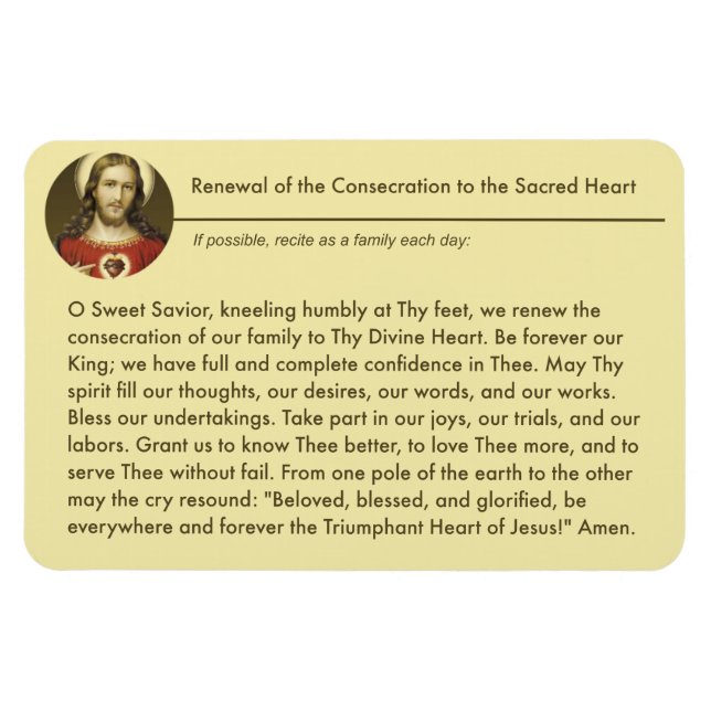 Sacred Heart Jesus Consecration Renewal Prayer Magnet (Horizontal)