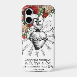 Sacred Heart Jesus Cross Red Roses Floral